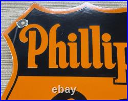Vintage Phillips 66 Gasoline Porcelain Sign Dealership Gas Station Motor Oil