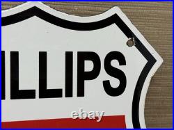Vintage Phillips 66 Gasoline Porcelain Sign Dealership Gas Station Motor Oil