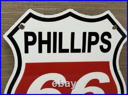Vintage Phillips 66 Gasoline Porcelain Sign Dealership Gas Station Motor Oil