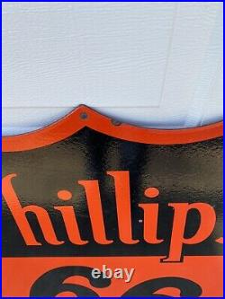 Vintage Phillips 66 Porcelain Sign. Near Mint. 30 Inches US SELLER