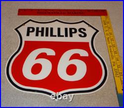 Vintage Phillips 66 Red Black White 12 Porcelain Metal Shield Gasoline Oil Sign