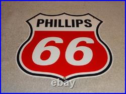 Vintage Phillips 66 Red Black White 12 Porcelain Metal Shield Gasoline Oil Sign