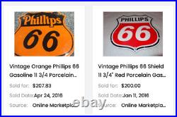 Vintage Phillips 66 Red Black White 12 Porcelain Metal Shield Gasoline Oil Sign