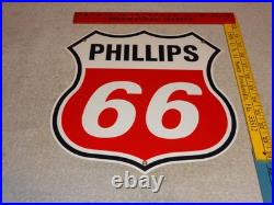 Vintage Phillips 66 Red Black White 12 Porcelain Metal Shield Gasoline Oil Sign