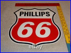 Vintage Phillips 66 Red Black White 12 Porcelain Metal Shield Gasoline Oil Sign