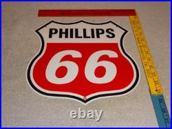 Vintage Phillips 66 Red Black White 12 Porcelain Metal Shield Gasoline Oil Sign