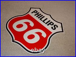 Vintage Phillips 66 Red Black White 12 Porcelain Metal Shield Gasoline Oil Sign