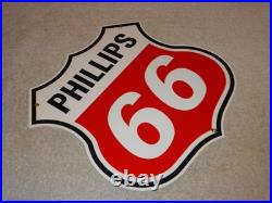 Vintage Phillips 66 Red Black White 12 Porcelain Metal Shield Gasoline Oil Sign