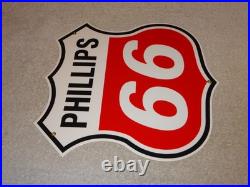 Vintage Phillips 66 Red Black White 12 Porcelain Metal Shield Gasoline Oil Sign