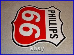 Vintage Phillips 66 Red Black White 12 Porcelain Metal Shield Gasoline Oil Sign