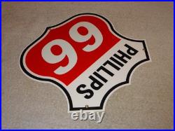 Vintage Phillips 66 Red Black White 12 Porcelain Metal Shield Gasoline Oil Sign