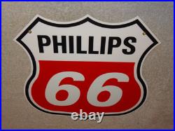 Vintage Phillips 66 Red Black White 12 Porcelain Metal Shield Gasoline Oil Sign