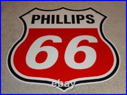 Vintage Phillips 66 Red Black White 12 Porcelain Metal Shield Gasoline Oil Sign