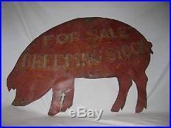 Vintage Pig Breeders Painted Folk Art Sheet Metal Sign