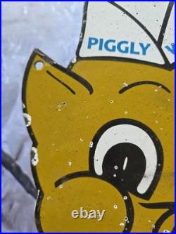 Vintage Piggly Wiggly Porcelain Sign General Food Market Grocery Store