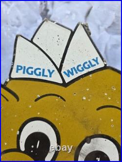 Vintage Piggly Wiggly Porcelain Sign General Food Market Grocery Store