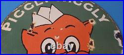 Vintage Piggly Wiggly Sign Grocery Store Gas Advertisin Porcelain Service Sign