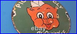 Vintage Piggly Wiggly Sign Grocery Store Gas Advertisin Porcelain Service Sign