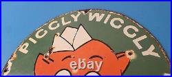 Vintage Piggly Wiggly Sign Grocery Store Gas Advertisin Porcelain Service Sign