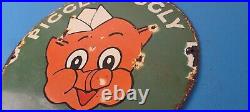 Vintage Piggly Wiggly Sign Grocery Store Gas Advertisin Porcelain Service Sign