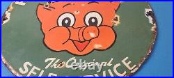 Vintage Piggly Wiggly Sign Grocery Store Gas Advertisin Porcelain Service Sign