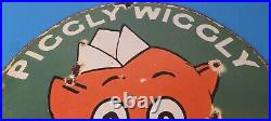 Vintage Piggly Wiggly Sign Grocery Store Gas Advertisin Porcelain Service Sign