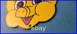 Vintage Piggly Wiggly Sign Service Grocery Store Gas Pump Porcelain Sign
