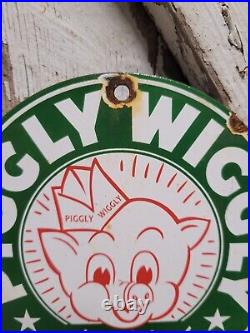 Vintage Piggly Wigglyporcelain Sign Grocery Market Store Oil Gas Station Food