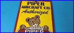 Vintage Piper Cub Sign Aviation Hangar Gas Pump Airplane Porcelain Sign