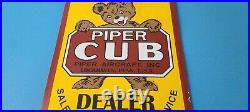 Vintage Piper Cub Sign Aviation Hangar Gas Pump Airplane Porcelain Sign