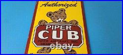 Vintage Piper Cub Sign Aviation Hangar Gas Pump Airplane Porcelain Sign