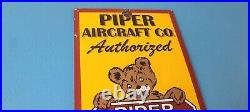 Vintage Piper Cub Sign Aviation Hangar Gas Pump Airplane Porcelain Sign