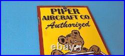 Vintage Piper Cub Sign Aviation Hangar Gas Pump Airplane Porcelain Sign