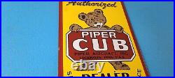 Vintage Piper Cub Sign Aviation Hangar Gas Pump Airplane Porcelain Sign