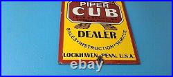 Vintage Piper Cub Sign Aviation Hangar Gas Pump Airplane Porcelain Sign