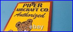 Vintage Piper Cub Sign Aviation Hangar Gas Pump Airplane Porcelain Sign