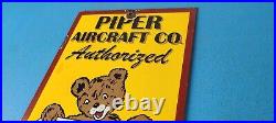 Vintage Piper Cub Sign Aviation Hangar Gas Pump Airplane Porcelain Sign