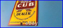 Vintage Piper Cub Sign Aviation Hangar Gas Pump Airplane Porcelain Sign