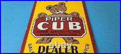 Vintage Piper Cub Sign Aviation Hangar Gas Pump Airplane Porcelain Sign