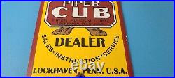 Vintage Piper Cub Sign Aviation Hangar Gas Pump Airplane Porcelain Sign