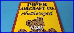 Vintage Piper Cub Sign Aviation Hangar Gas Pump Airplane Porcelain Sign