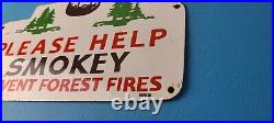 Vintage Please Help Porcelain Smokey Bear Service Prevention Service Pump Sign