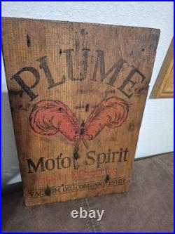 Vintage Plume Motor Spirit Vacuum Oil Company Wooden Sign