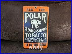 Vintage Polar Bear Smoking Tobacco Porcelain Sign