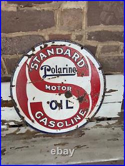 Vintage Polarine Oil Sign Porcelain