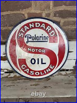 Vintage Polarine Oil Sign Porcelain