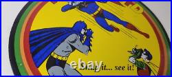 Vintage Polaroid Camera Sign Photos Superman Batman Gas Pump Porcelain Sign