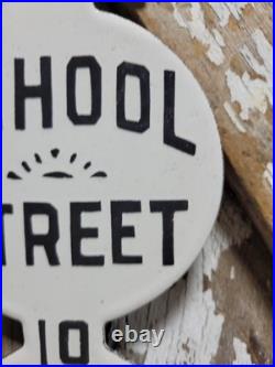 Vintage Police Department Porcelain Sign Old School Street Speed Zone Arrow Kid