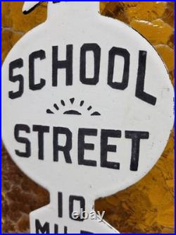 Vintage Police Department Porcelain Sign Old School Street Speed Zone Arrow Kid