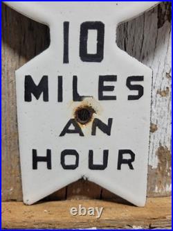 Vintage Police Department Porcelain Sign Old School Street Speed Zone Arrow Kid